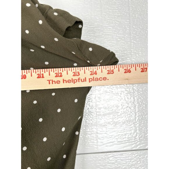 Madewell Central Drapey Popover Shirt in Grid Dot Olive Green Extra Small XS - Picture 12 of 16